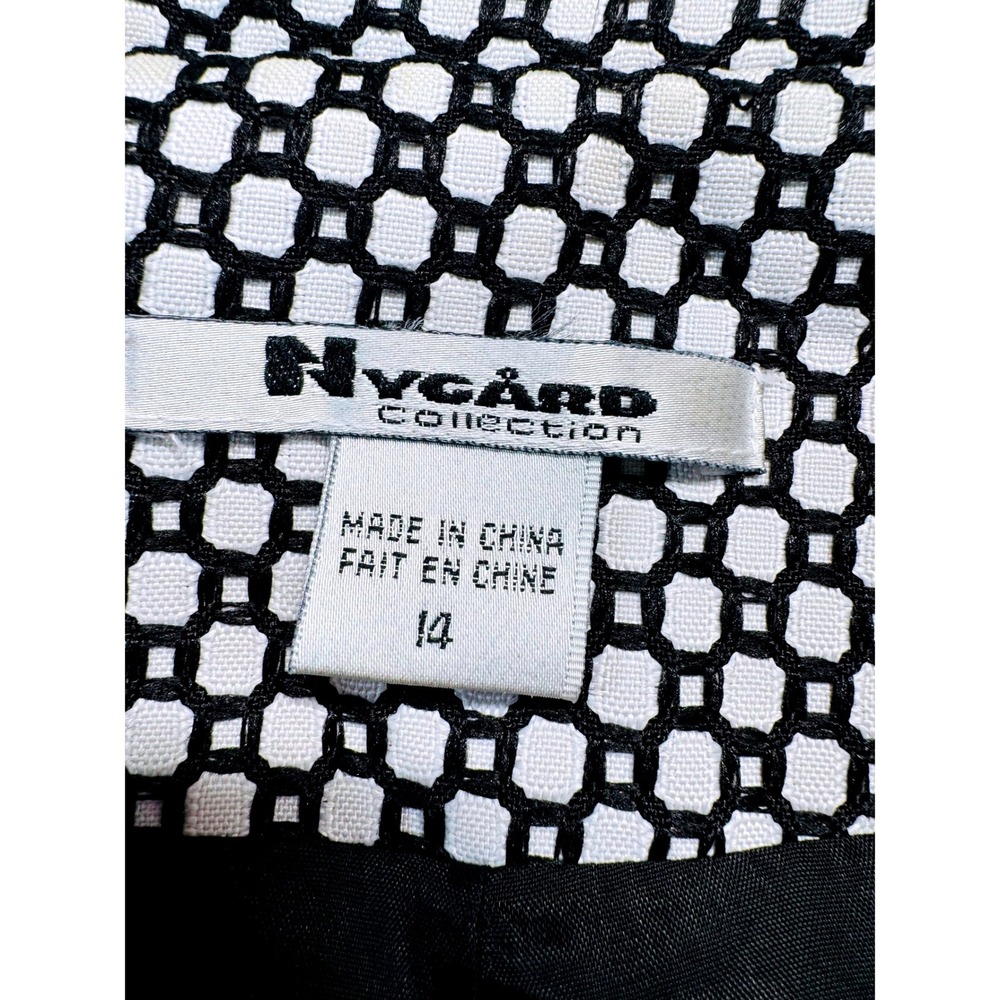 Nygard Collection Women's 14 Black White Geometric Mod Swing Jacket 3/4 Sleeve - Picture 5 of 10